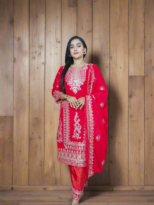 Georgette Embroidery Three Piece