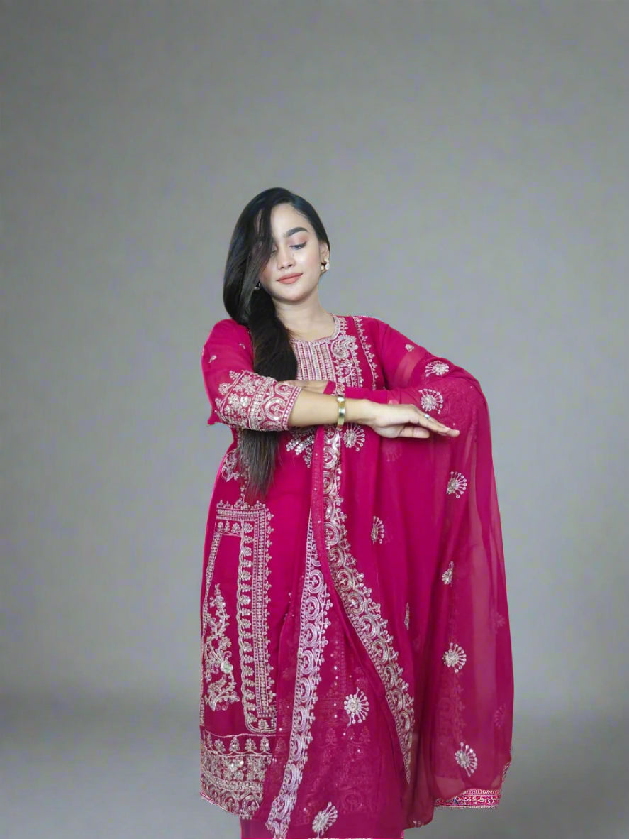 Georgette Embroidery Three Piece