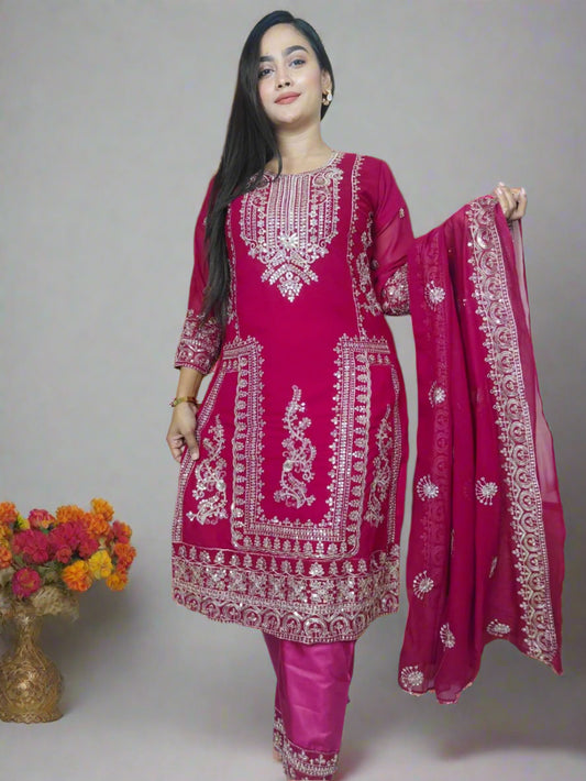 Georgette Embroidery Three Piece