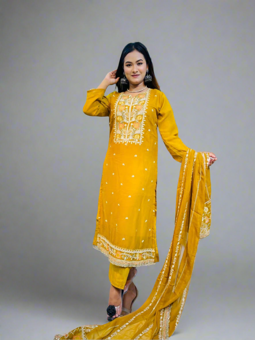 Georgette Embroidery Three Piece
