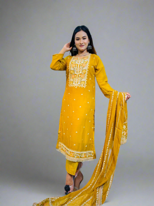 Georgette Embroidery Three Piece