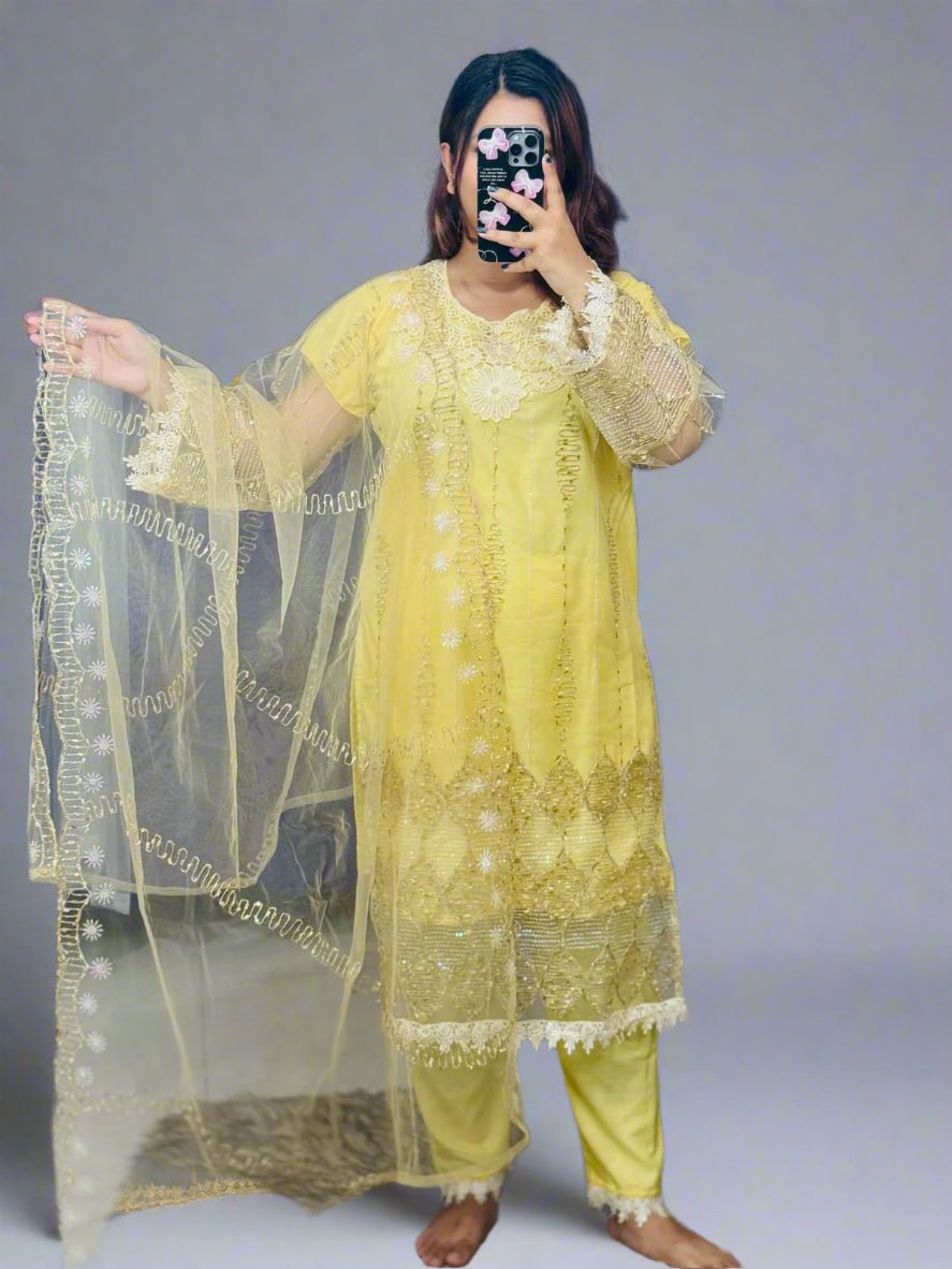 Pakistani Soft Net Sequence Three Piece